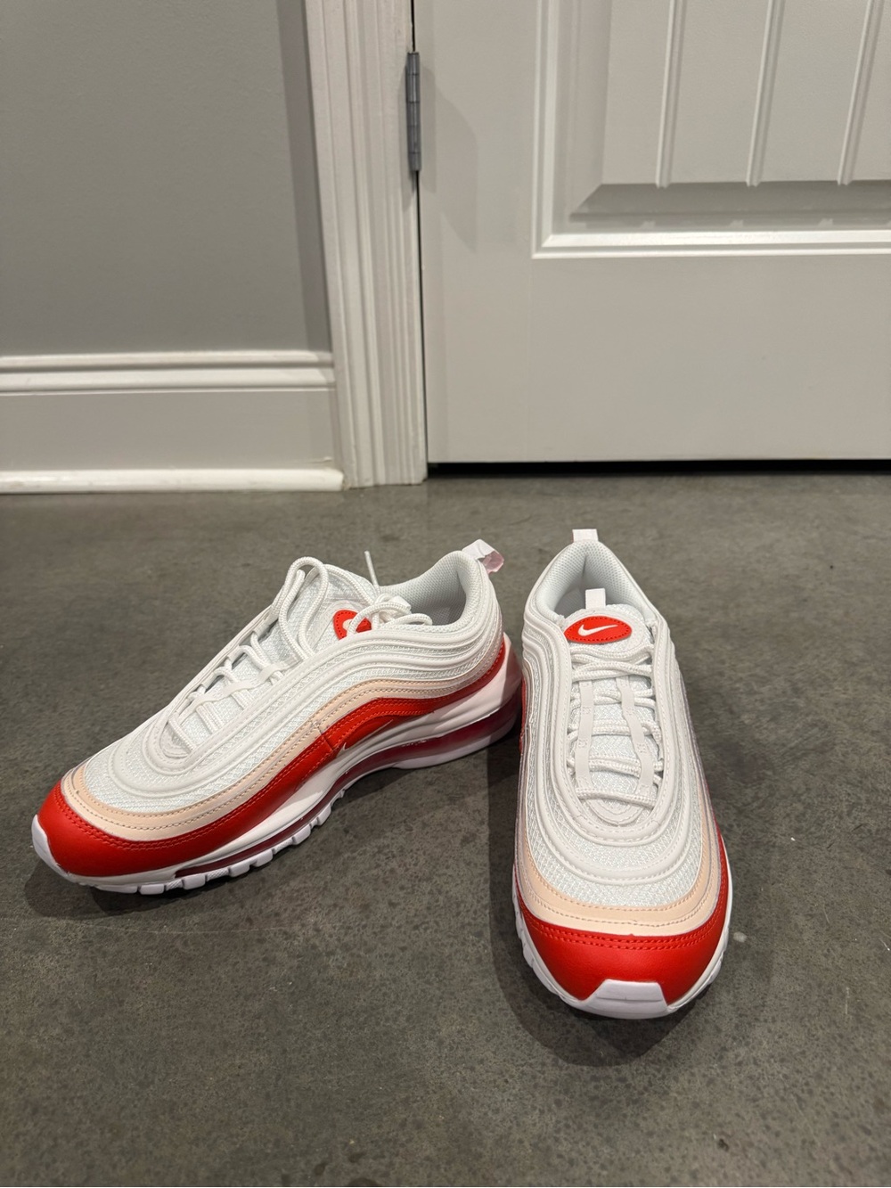 Nike White & Red Women's Air Max 97 Athletic Sneakers